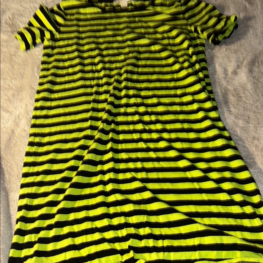 Michael Kors Lime Green and Black Striped Top